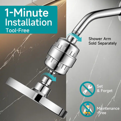 20-Stage Filtered Shower Head: High Pressure Chrome