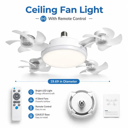 5-in-1 Retractable Ceiling Fan Light – 4-Head Screw-In LED Breeze