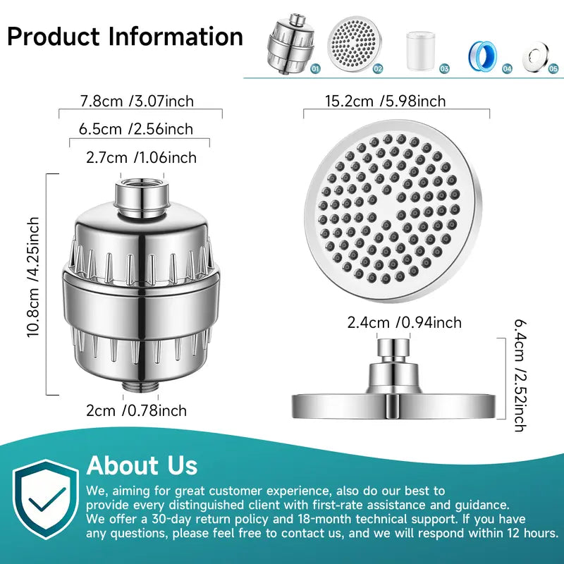 20-Stage Filtered Shower Head: High Pressure Chrome