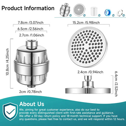 20-Stage Filtered Shower Head: High Pressure Chrome
