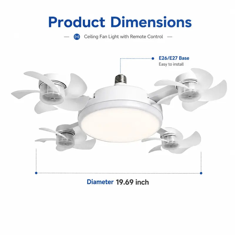 5-in-1 Retractable Ceiling Fan Light – 4-Head Screw-In LED Breeze