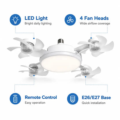 5-in-1 Retractable Ceiling Fan Light – 4-Head Screw-In LED Breeze