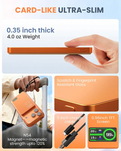 Ultra-Slim Magnetic Power Bank – 15W Fast Charge