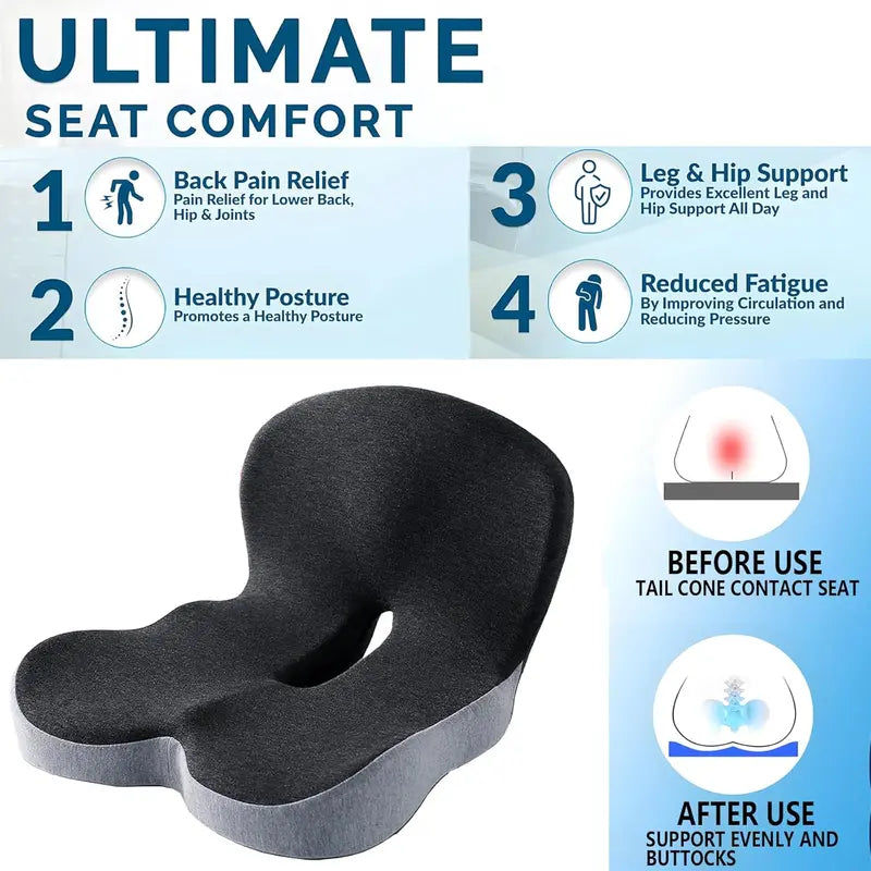 GLWRIA Ergonomic Seat Cushion – Sciatica Relief Pillow
