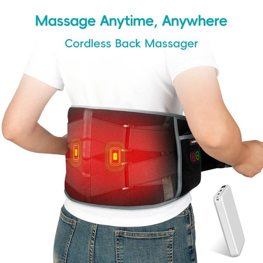 GLWRIA™ Cordless Back Massager Belt - Heat +Vibration Therapy