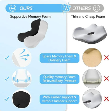 GLWRIA Ergonomic Seat Cushion – Sciatica Relief Pillow
