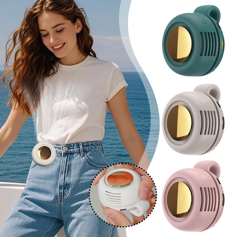 GLWRIA Silent Bladeless Clip Fan – 360° Hands-Free Waist Cooler