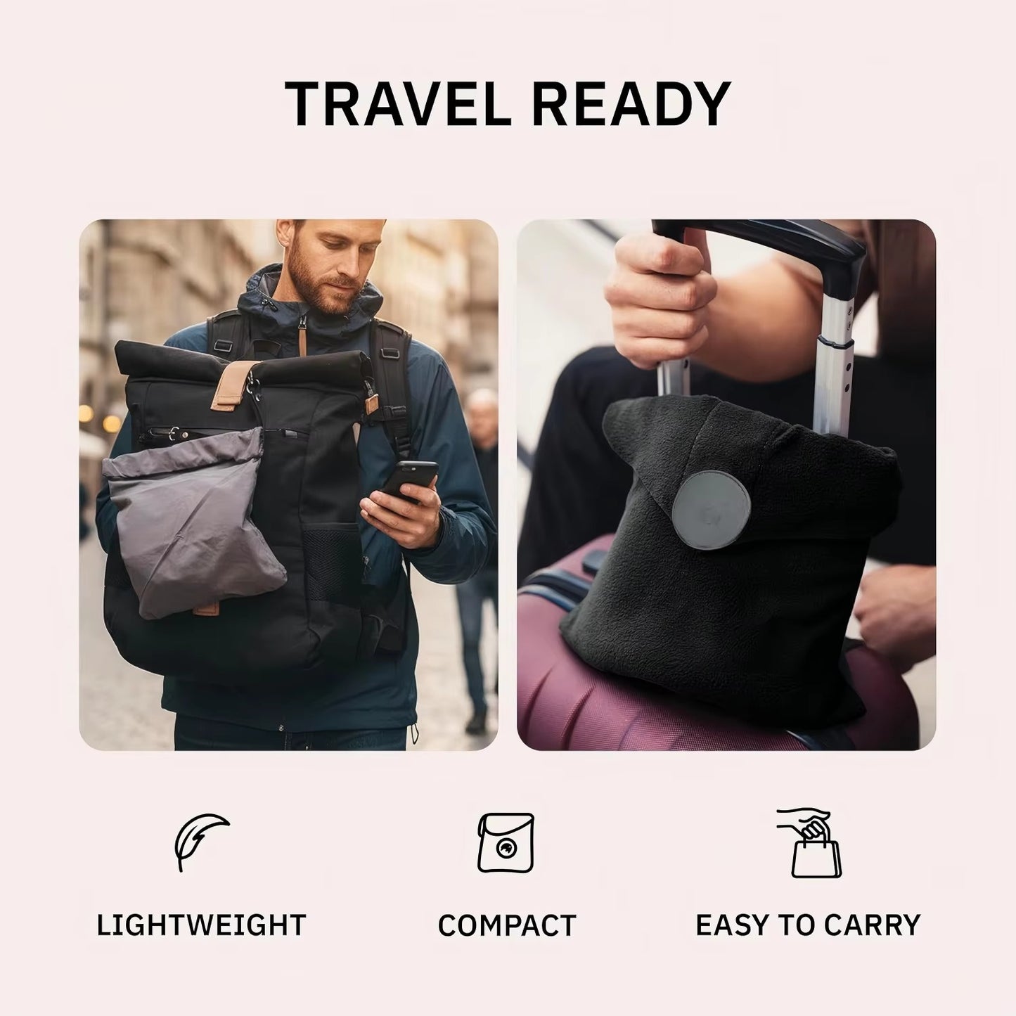 GLWRIA Memory Foam Travel Pillow – Lightweight & Washable