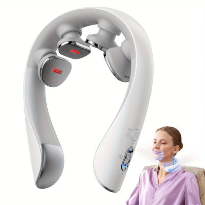 GLWRIA Ultra-Light EMS Neck Massager: 4D Heat + Vibration Relief