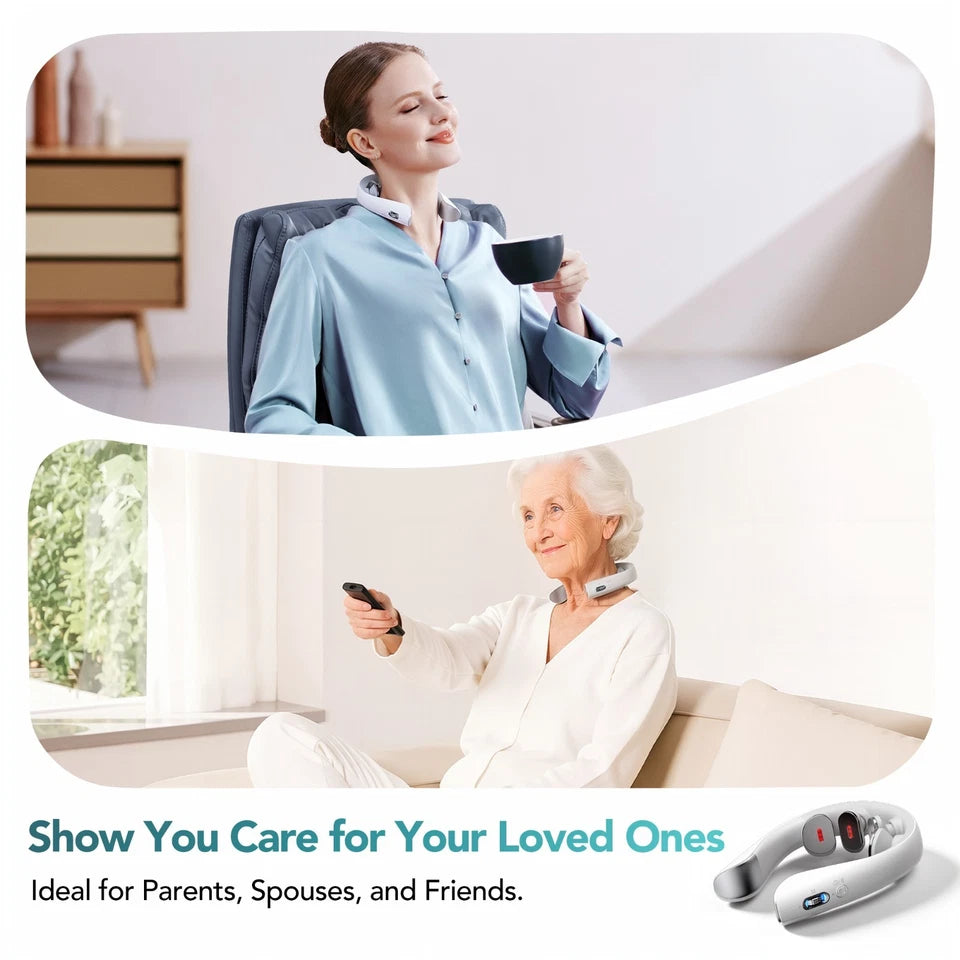 GLWRIA Ultra-Light EMS Neck Massager: 4D Heat + Vibration Relief