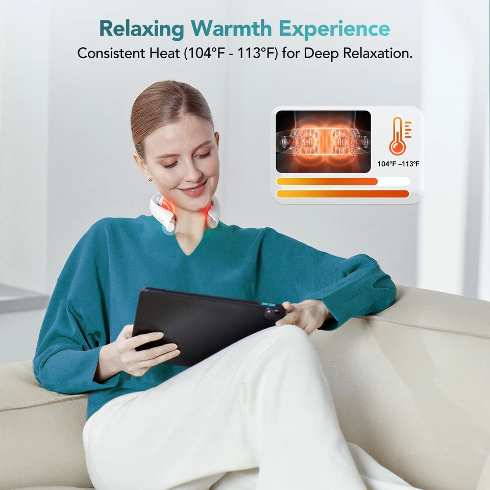 GLWRIA Ultra-Light EMS Neck Massager: 4D Heat + Vibration Relief