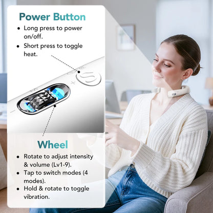 GLWRIA Ultra-Light EMS Neck Massager: 4D Heat + Vibration Relief