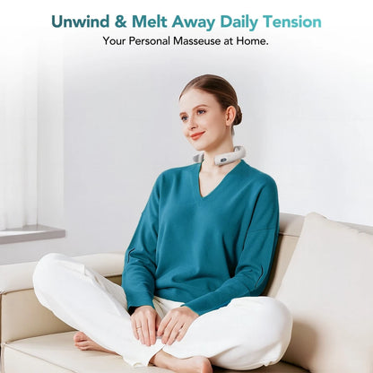 GLWRIA Ultra-Light EMS Neck Massager: 4D Heat + Vibration Relief