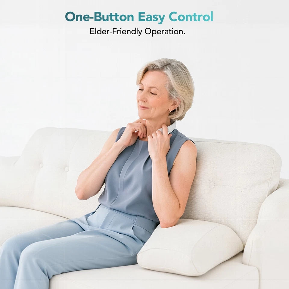 GLWRIA Ultra-Light EMS Neck Massager: 4D Heat + Vibration Relief